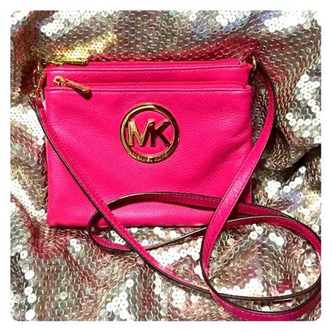 salmon small crossbody hot pink michael kors in silver crossbody|Michael Kors Crossbody purse.